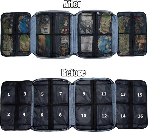 18 KISLANE Board Game Carrying Case with Pockets for Board Games, Pieces, Tokens, Cards and More, Expandable Board Game