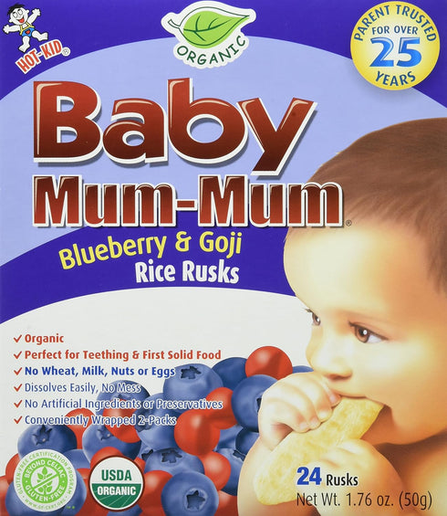 Hot-Kid Baby Mum-Mum Rice Rusks, Blueberry & Goji, 1.76 Ounce