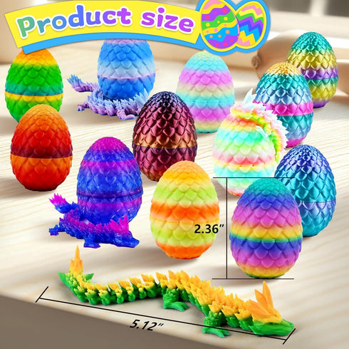 12PCS 3D Impossmaker Easter Printed Dragon Eggs with Dragon Inside, Unique Fun Gifts Cool Stuff Cool Gadgets for Men