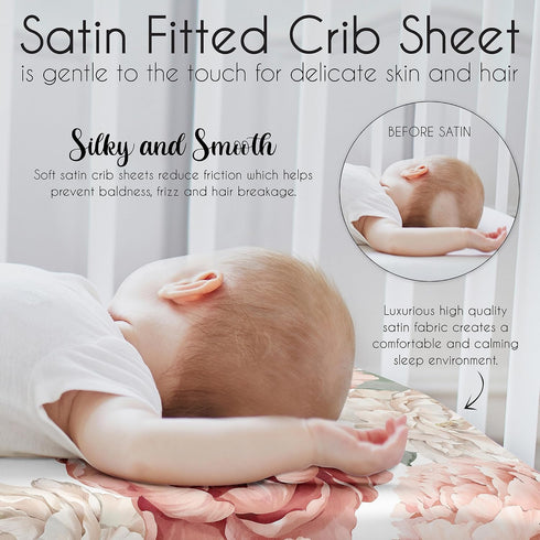 Sweet Jojo Designs Blush Pink Boho Shabby Chic Floral Girl Baby Satin Fitted Crib Sheet Infant Newborn Nursery Toddler