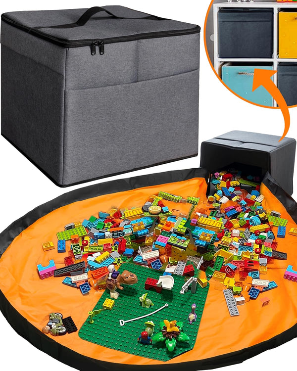 XL Toy Storage Organizer with Play Mat - Storage Bag/Box for Kids,