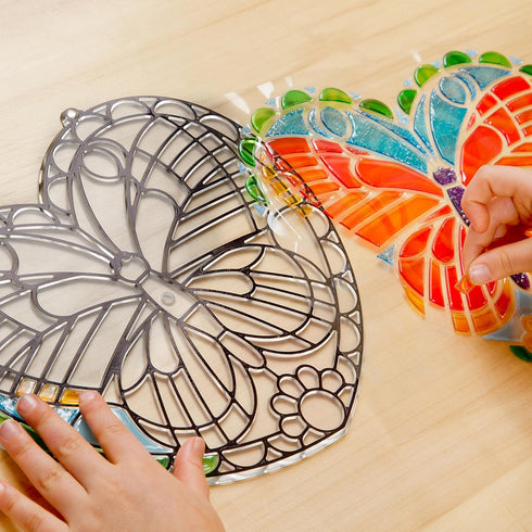 140+ 5+ Melissa & Doug Stained Glass Made Easy Activity Kit: Butterfly - Stickers Kids Sticker Stained Glass Craft Kit;