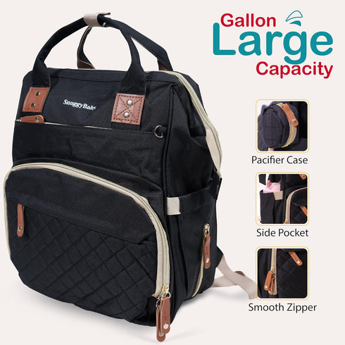 SnuggyBaby. Backpack SNUGGY BABY Diaper Bag with Changing Station, Diaper with Changing Pad, Portable Diaper Organizer
