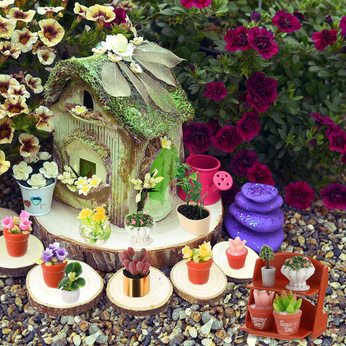 26 Pieces Dollhouse Plant Miniature Bonsai Mini Potted Plant Flower Model Tiny Fake Greenery Ornament Dollhouse