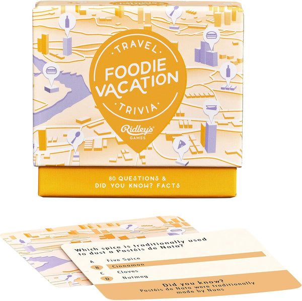 Ridley's Foodie Vacation Trivia Card Game Trivia Game for Adults and Kids 2+ Players Includes 80 Questions and Bonus Facts Fun Quiz Cards, Makes a Great Gift