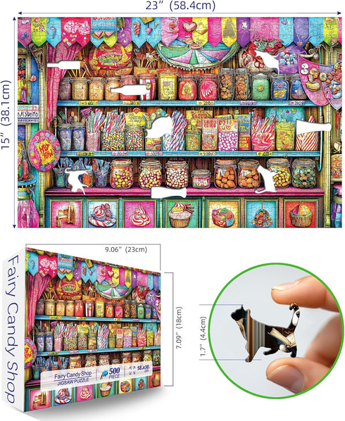 500 (23"x15") Blueforest Candy Shop Piece Puzzles for Adults - Vibrant Sweets Store Jigsaw Puzzle, Nostalgic Candy Jar