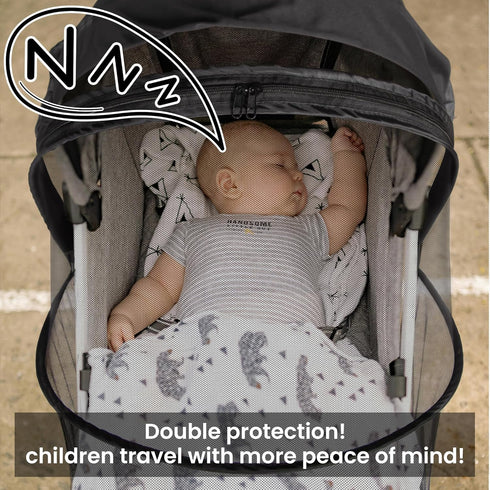 2-in-1 UPF50+ Bemece Durable Baby Mosquito Net with Sunshade for Stroller, Universal Mosquito for Stroller with Two-Way