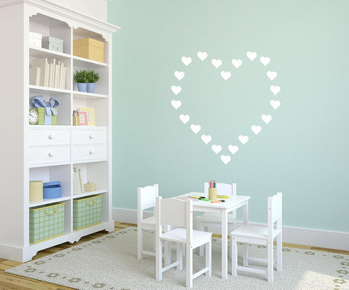 Heart Wall Decals Set – 96pcs 2-Inch Removable Vinyl Stickers for Kids Bedroom, Nursery, Playroom Decor (White)