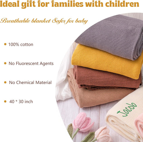 Soft Organic Cotton Knit Receiving Blanket - 100% Luxury Organic Cotton - Soft Warm Cozy Unisex Swaddle Stroller Crib Blanket for Newborns, Infants Toddler, Boys and Girls (White) by GELLEDI