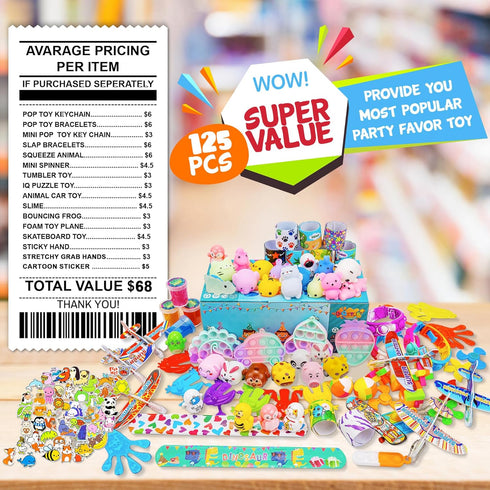 DQstar 4-8-12, Party Favors Toy for Kids Treasure Box Prizes for Classroom, Goodie Bags Stuffers, Prize Box Toys