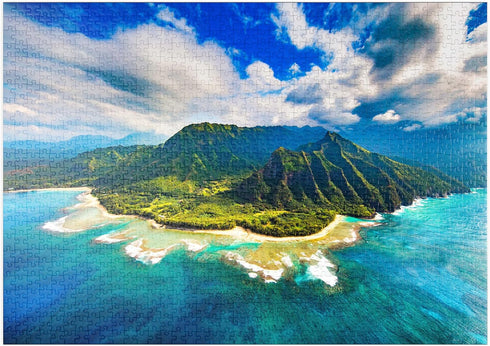 MyPuzzle Aerial View of Na Pali Coast Kauai Hawaii - Premium 1000 Piece Jigsaw Puzzle for Adults