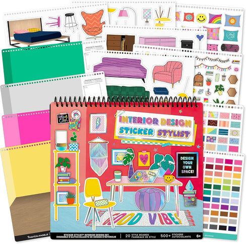 Fashion Angels Interior Design Sticker Stylist, 20 Style Boards with 14 Sticker Sheets for Kids Room Design