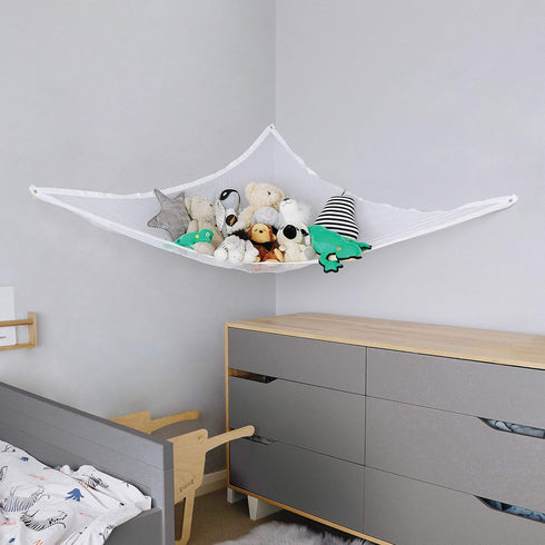 Plush Stuffed Animal Net Hammock - Extra Large Corner Organizer and Toy Holder for Kids Bedroom Storage