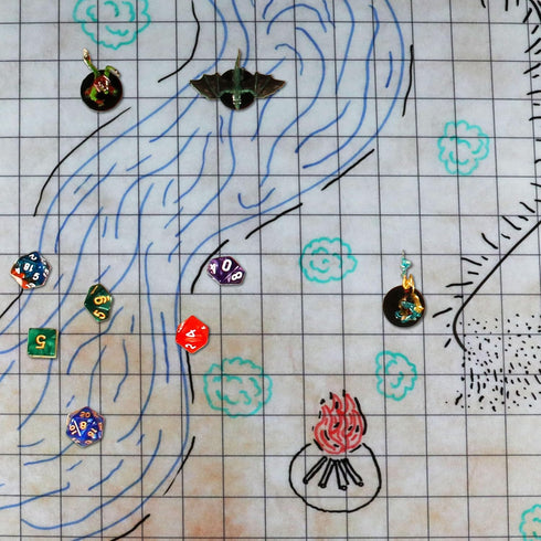 (24x36in) Set Set ENHANCE Deluxe RPG Grid Mat - DND Map with Premium Rubber, Non-Slip Grip, No Creasing - Dry Erase DND