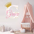 Girls Nursery Personalized Polka Dot Initial and Glitter Crown Custom Name Vinyl
