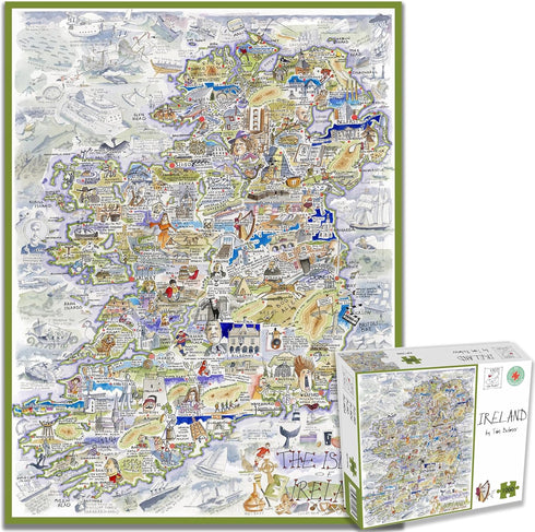 1000 Piece Jigsaw Puzzle - Comical Map of Ireland Artwork by Tim Bulmer - Funny Jigsaw Puzzles for Adults