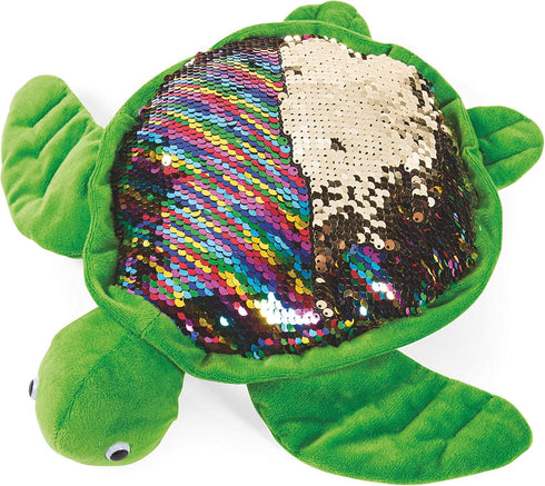 11" Turtle Stuffed Animal with Reversible Flipping Sequins, Cute Plush Sea Turtle