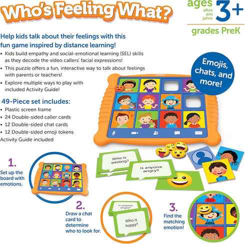 Learning Resources Who's Feeling What? Social Emotional Learning Games, 49 Pieces, Age 3+