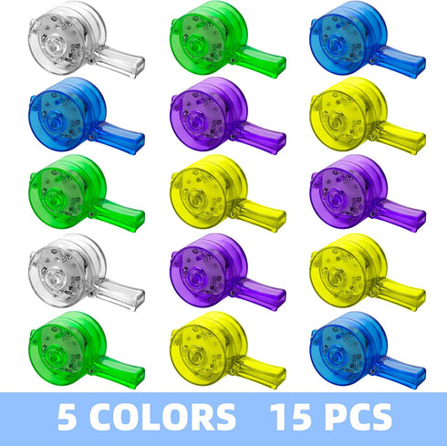 PROLOSO 15 Pcs Light Up Flashing Whistles with Lanyards, Glow in the Dark Party Favors for Kids.