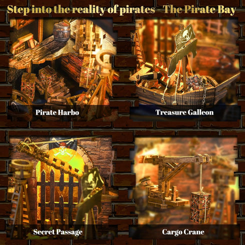 VORATHIS 3D Book Nook Pirate Kit - DIY Miniature House Kit for Adults, Teens, Dollhouse Booknook Bookshelf Insert Decor