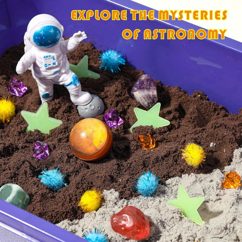 5 Set 3 4 5 6 Galaxy Sensory bin, Gemstone Dig Kit,Galaxy Excavation Gem Kit with Real Gemstones for Kids,Space Planet