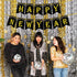 KatchOn Gold and Black Happy New Year Banner - Large 10 Feet Glitter Backdrop for New Years Eve Party Supplies