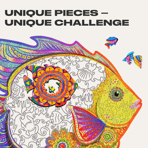 196 12.6 9.6 Inches (32 24 cm) Packaging, UNIDRAGON Original Wooden Puzzle Shiny Fish, Pieces, Medium x x Beautiful