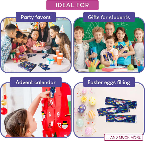 Pack 30 BONNYCO Pop It Bracelets and Keychains Kids Party Favors. Goodie Bags Stuffers for Kids, Fidget Toys Pop Its