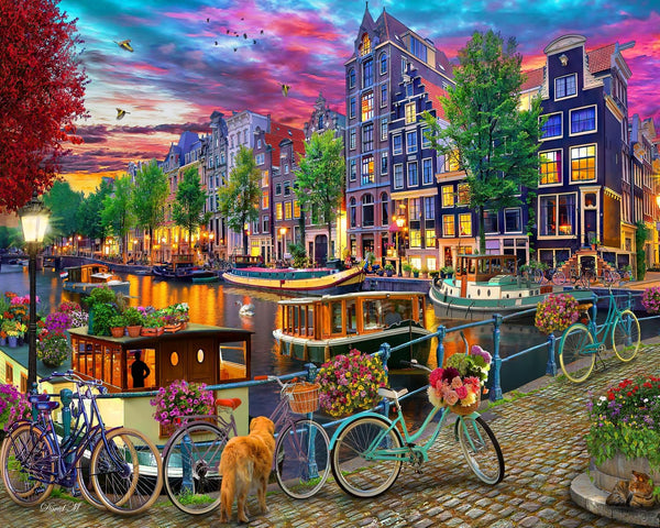 'Amsterdam Canal' Jigsaw Puzzle 1000 Piece by Vermont Christmas Company, Large Pieces