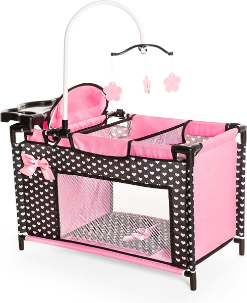 Bayer Design Dolls Multi Bed - Black, Pink, Hearts - Accessory Set for Dolls Up to 18"
