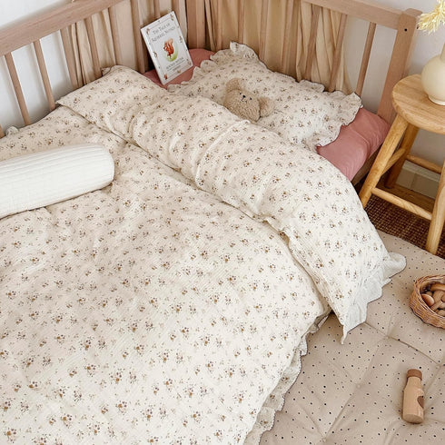 1pc 47X59'', 2-Layer AOJIM Kids Crib Duvet Cover with Colorful Floral Print, Pure Cotton Baby Muslin Toddler Comforter