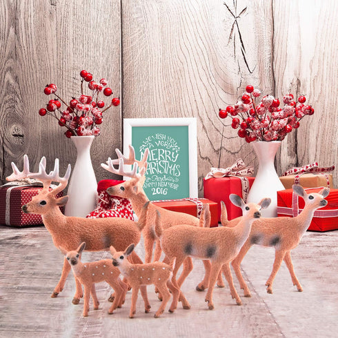 TUPARKA 9Pcs Miniature Forest Animals Set, Woodland Animals Figurines - Deer, Dog, Rabbit, Bear Figures for Cake Toppers