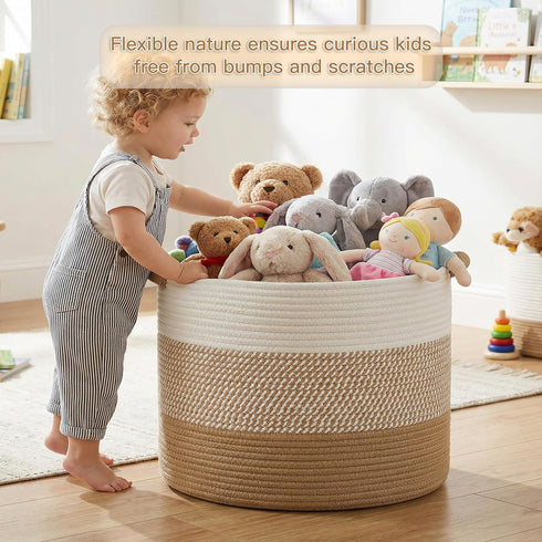 70L Artfeel Large Cotton Rope Basket, Decorative Woven Blanket Storage for Living Room, Boho Toy Storage & Toy Box