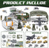 Set Military Base Toy Race Track with Airplane, Tanks, Cars, Helicopters, Fighter Jets, Army Men Action Figures