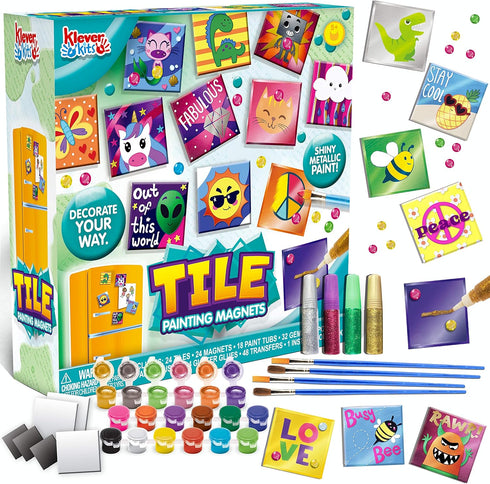 24 JOYIN Magnetic Mini Tiles Art Kit, Creativity DIY Paint, Arts and Crafts for Kids, DIY Supplies for Party Favors