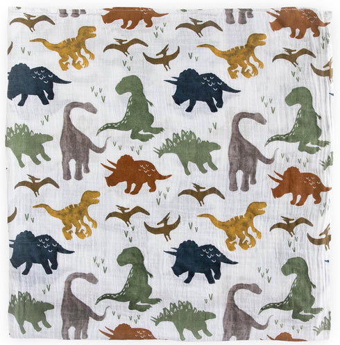 Little Unicorn Premium Cotton Swaddle Baby Blanket | Breathable Fabric | for swaddling, Play, Nursing & More (Dino