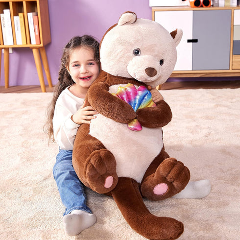 IKASA 30" Large Sea Otter Stuffed Animal Plush Toy, Giant Cute Jumbo Soft Fluffy Plushie, Gifts for Kids