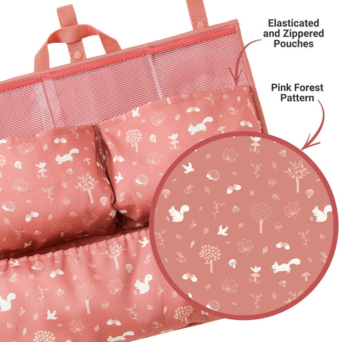Portable Pink Forest Baby Organizer for Diapers & Toys