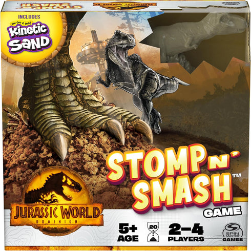 Jurassic World Dominion Stomp N’ Smash Board Game, Sensory Dinosaur Toy with Kinetic Sand, Family Game for Kids 5 & Up