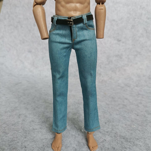 1/6 Custom Scale Light Blue Jeans Pants for 12" Male Action Figure Doll Clothes Toy