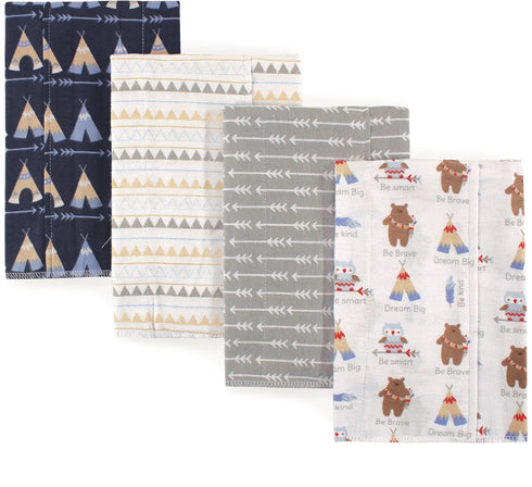 Luvable Friends Unisex Baby Cotton Flannel Burp Cloths - Tribe, One Size