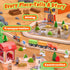 Set 102-Piece 3-8, Playset Wooden Train for Toddlers Kids Ages Double-Sided Expandable Train Track with Puzzles