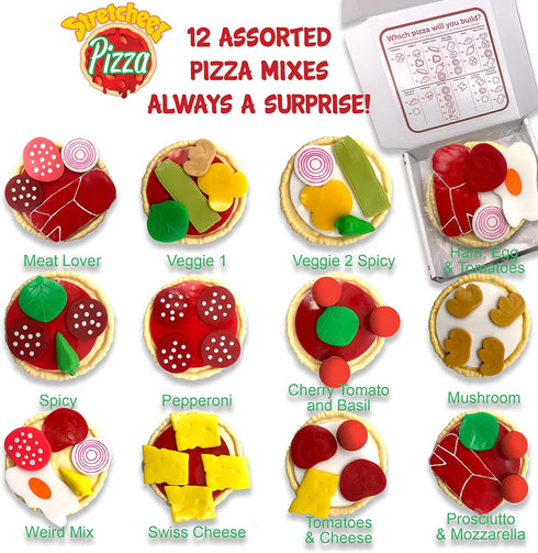 Sets Stretcheez Pizza - Play Food for Kids - Stretchy Pretend Food & Toppings - Mix & Match - Collect Them All - Works
