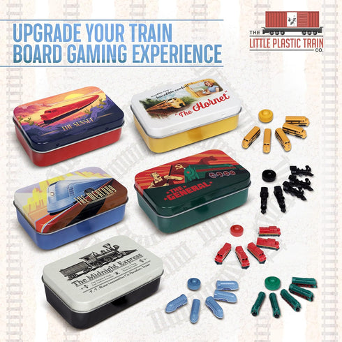 Mercury Deluxe Train Set Board Game | Miniatures for Ticket to Ride and Other Family and Adult Games (Blue)