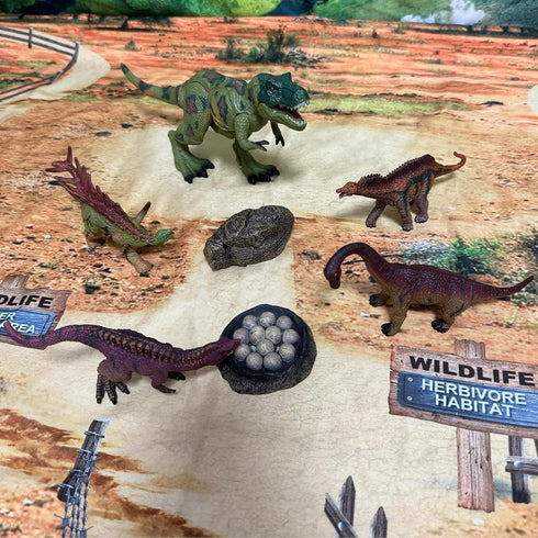 Dinosaur Toys for Kids 3-5, Realistic Jurassic Figures with Park Gate, Educational Play Set for Boys and Girls
