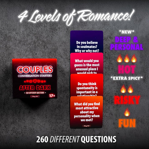 260 Couples Conversation Starter Card Game for Adults - Spicy & Romantic Questions for Relationships - Date Night Idea
