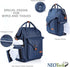 Backpack NeoTech Care Diaper Bag for Baby Girl/Boy, Wide Opening, Multifunction Organizing Pockets (Blue)