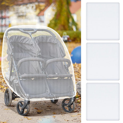 3 Pcs Double Stroller Mosquito Net, Breathable Mesh Bug Cover for Baby Stroller, Tandem Stroller Bassinet