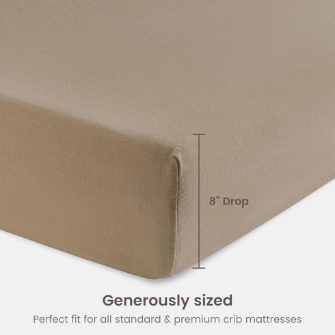 52" 28, 8 Inch Pack 2 Bioweaves Organic Cotton Muslin Crib Sheet, GOTS Certified Fitted Crib Mattress Sheet, Extra Soft
