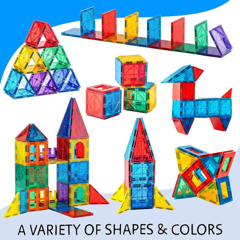 Magnetic Tiles 56 PCS - Building Set for Kids 3-8 Years Old, STEM Magnetic Blocks Toy